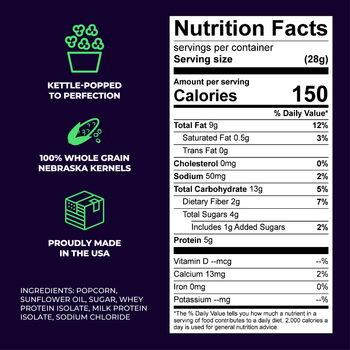 KUDO salty sweet kettle nutrition facts